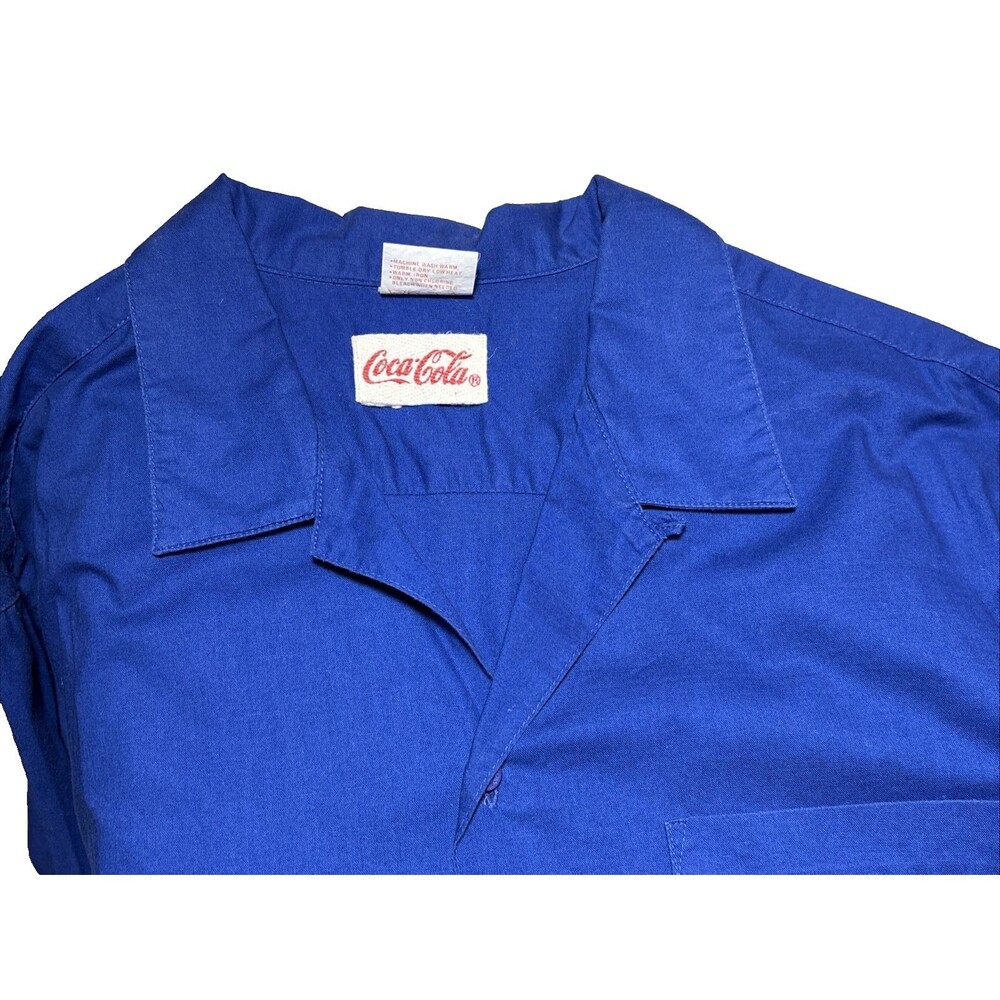 Vintage "Coca-Cola Clothes" Stars Camp Shirt L Long Sleeve 100% Cotton 70s 80s - Picture 11 of 16